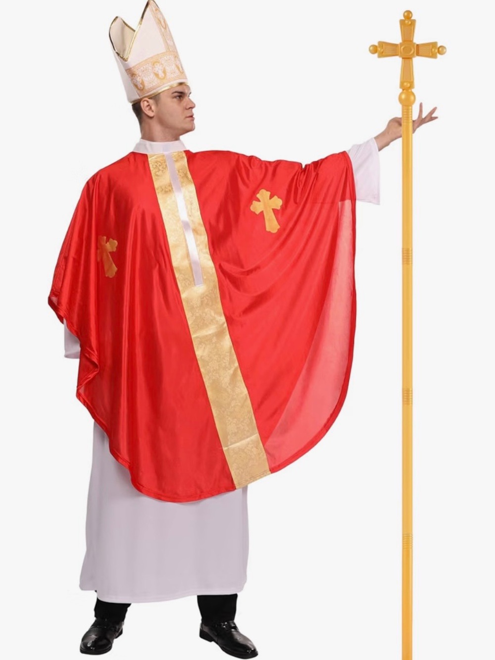 Red and Gold Bishop Adult Costume - Classic Church Robe
